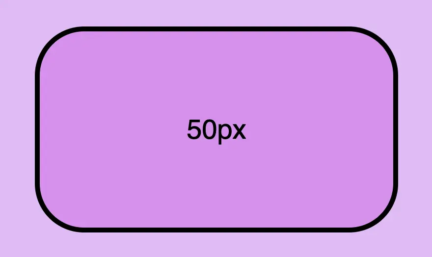 This image shows a box with border-radius: 50px, rounding all four corners equally.