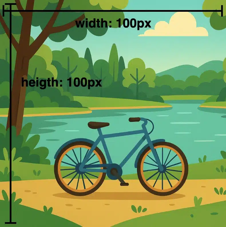 An image with 100px width and height, showing a bicycle in nature.