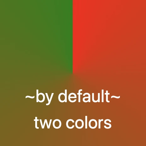 Default CSS conic gradient with two colors, red and green