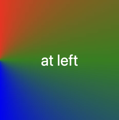 Conic gradient with many colors. The center is at the left side of the square.