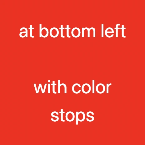 Conic-gradient with many colors and specific color stops. The center is at the bottom left corner.