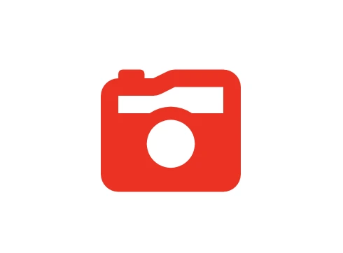 This image displays a red retro camera icon from Font Awesome.