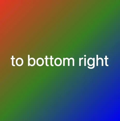 A smooth transition from top left to bottom right using red, green and blue color using the background-image: linear-gradient (to bottom right, red, green, blue) CSS property