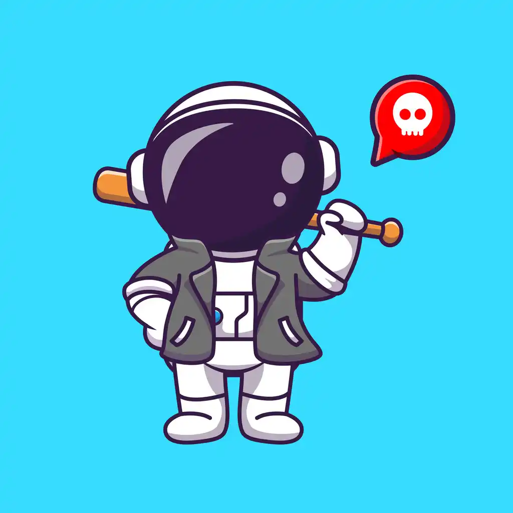 An astronaut with a baseball bat.