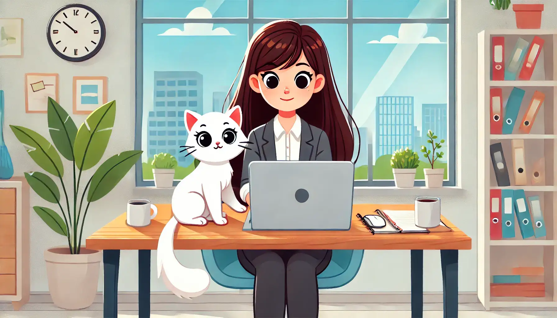 A woman working on a laptop while a cat disturb her