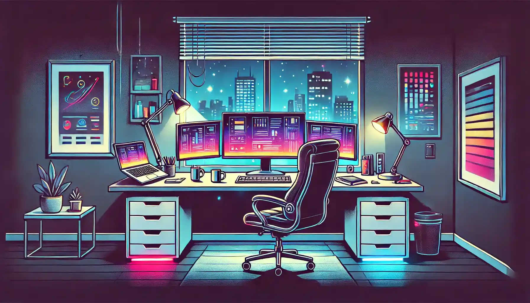 A futuristic colorful office