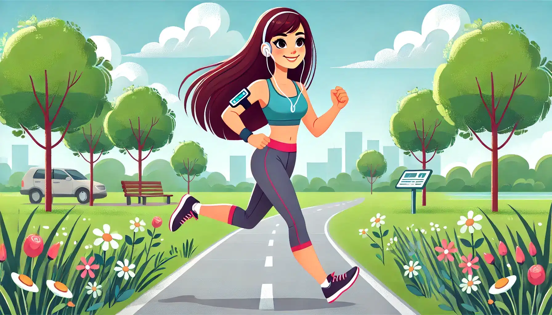A woman jogging in the park