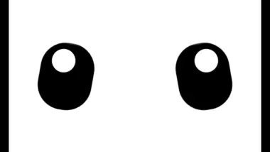 Pair of black cartoonish eyes