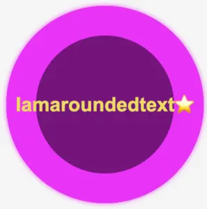 An image showing a purple ciclic shape with a big (60 pixels) magenta inset shadow and a text.