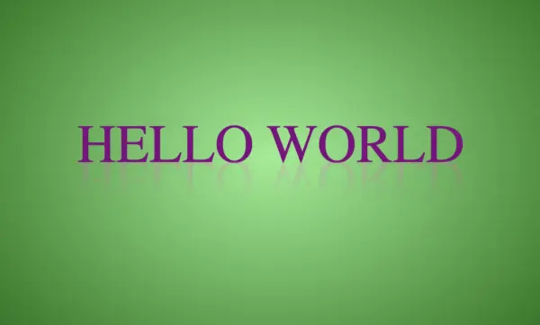 Purple text with reflection over green background. Image made by the author.