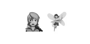 This image shows two colorful emoticons with a grayscale filter of 100%. As a result the emoticons are now displayed only in shades of gray.