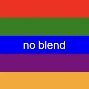 A colorful css linear gradient technique. Setting the background-image: linear-gradient(
red 0%, red 20%,
green 20%, green 40%,
blue 40%, blue 60%,
purple 60%, purple 80%,
orange 80%, orange 100%
);
without blending