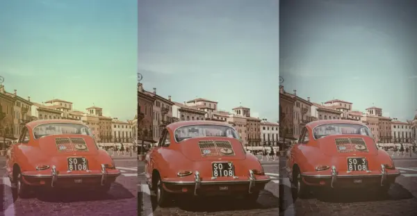 Three same images side by side. The intermediate shows the original image captured by Jonatan Hernandez. The other two have radial gradient technique and linear gradient technique applied respectively.