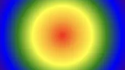 The default radial gradient technique with red, yellow, green, blue and purple. Image made by the author.