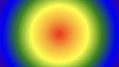 The default radial gradient technique with red, yellow, green, blue and purple. Image made by the author.
