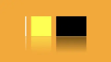 White, yellow and black shapes with their reflections over orange background. Image made by the author.