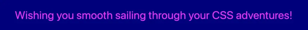 This image shows the CSS syntax. It contains two declarations: 'color: magenta; background-color: navy;'.
