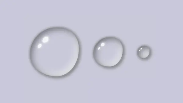 Three identical waterdrops in different sizes. Image made by the author.