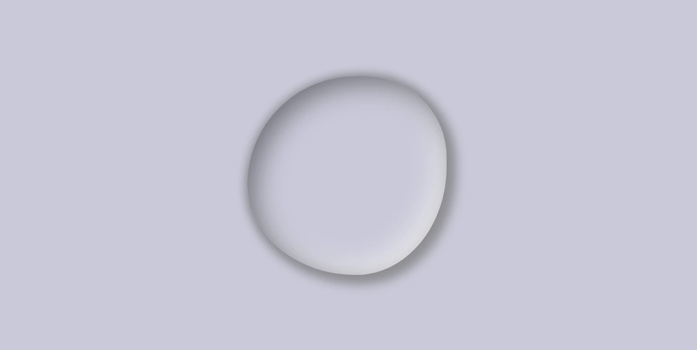 An image showing a gray CSS water drop create using border-radius, background-color and box-shadow CSS properties.