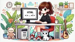 Girl coding in front of a computer.