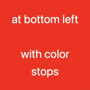 Conic-gradient with many colors and specific color stops. The center is at the bottom left corner.