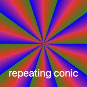 Repeating conic-gradient technique every 10%. It has many colors and specific color stops.