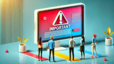 People gathered around of the important CSS property symbol examining it.