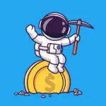 Astronaut sitting on  coin