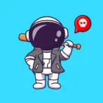 An astronaut with a baseball bat.