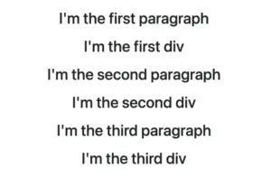 CSS nth child VS nth of type selectors. This image shows<p> and <div> as children inside a <section> element