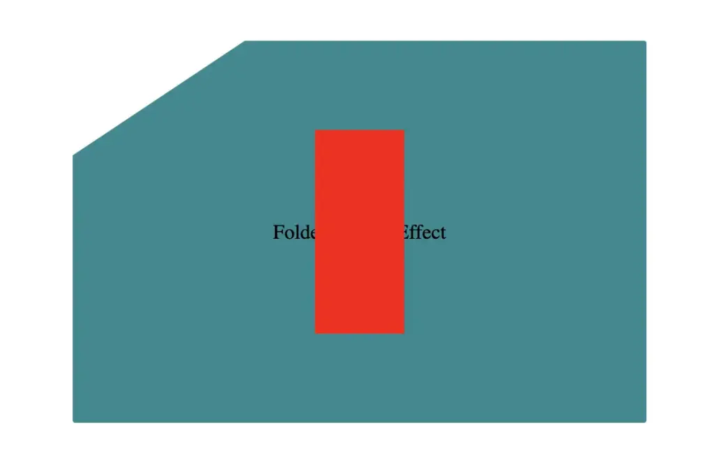 Initial red-colored container element for folded corner effect