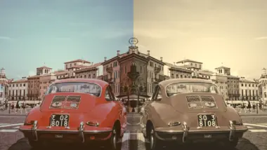 The same image twice. On the left is the origin image while on the right is has the sepia filter
