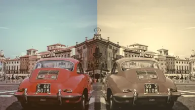 The same image twice. On the left is the origin image while on the right is has the sepia filter