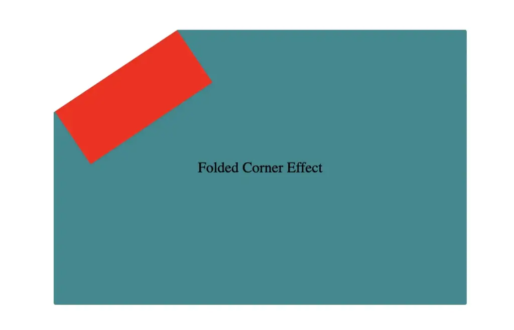 Initial red-colored container element for folded corner effect
