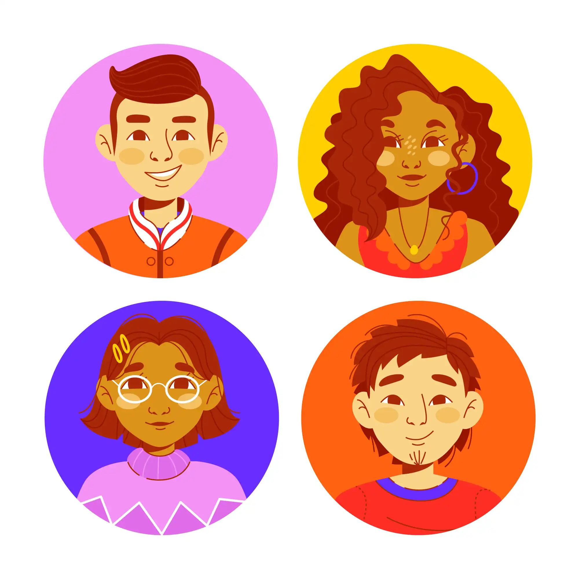 An image with four avatars, each placed in one of the image's corners