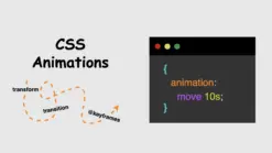 CSS A code snippet with animation code written on it and an arrow declaring movements