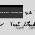 Code snippet with text-shadow code and some text shadow effects around