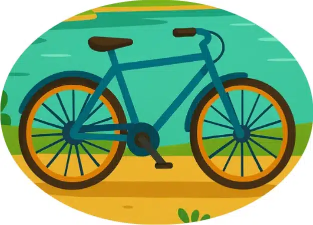 A rounded image showing a bicycle