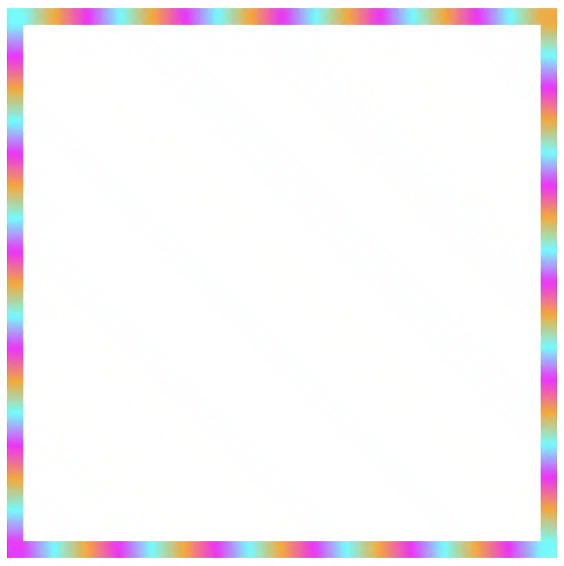 Repeating border effect with magenta, cyan and orange made combining the linear-gradient technique and the border-image-slice: 1 CSS property