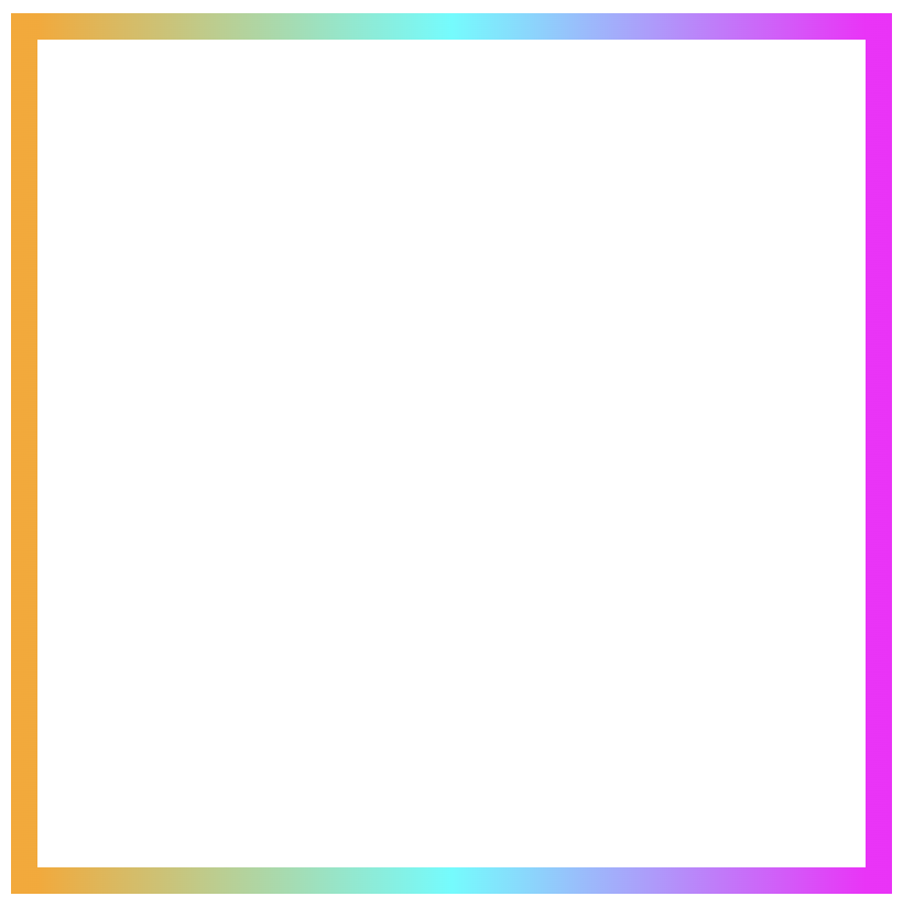 Border effect with magenta, cyan and orange made combining the linear-gradient technique and the border-image-slice: 1 CSS property
