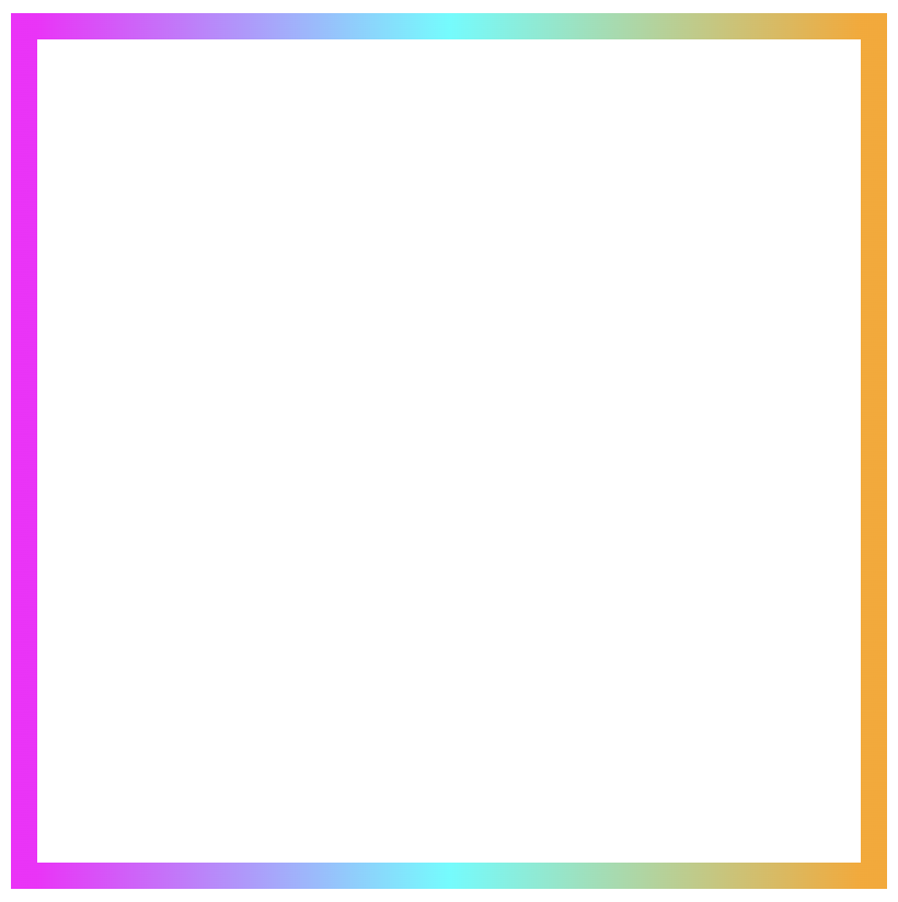 Border effect with magenta, cyan and orange made combining the linear-gradient technique and the border-image-slice: 1 CSS property